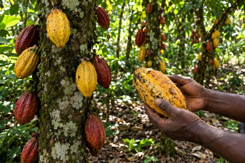 Cabosse di cacao raccolte a Cross River